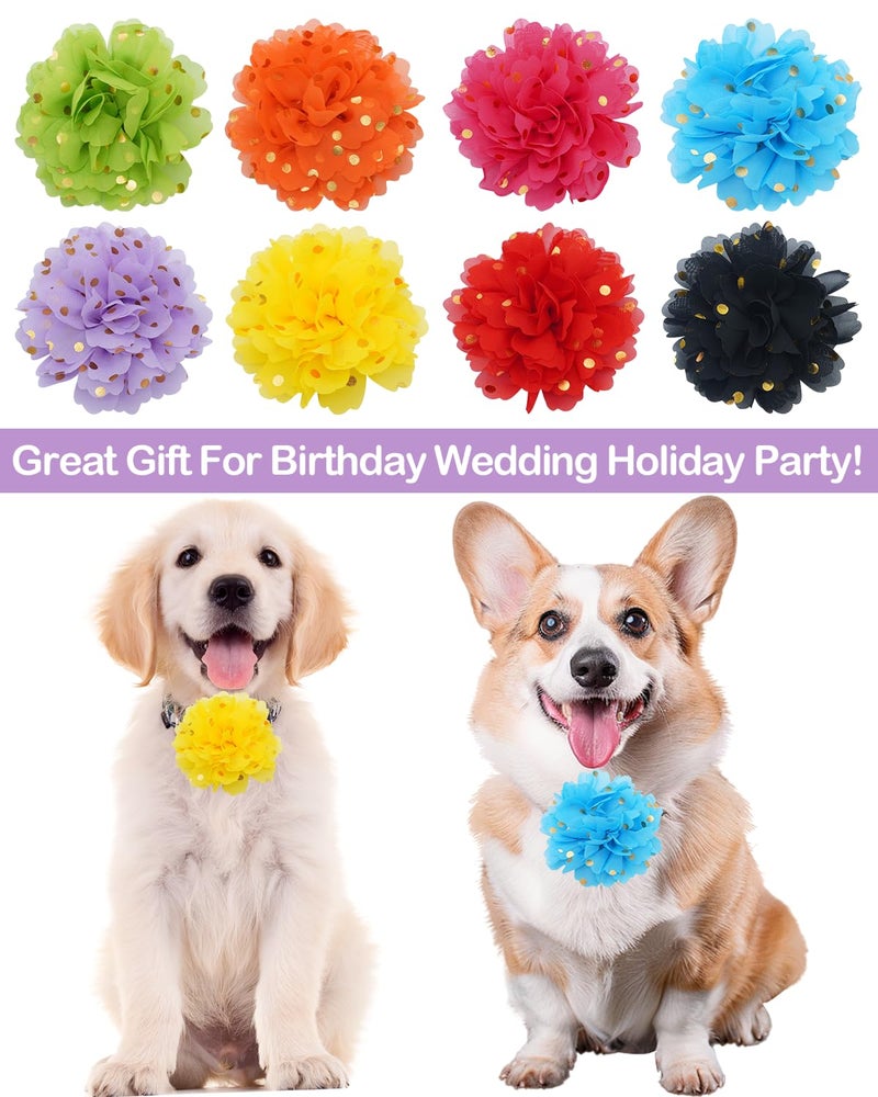 PET SHOW Dog Gold Dot Charms Flower Collar Embellishment Accessories For Cat Puppy Collars Bowtie Grooming Pack of 8 - Image 4